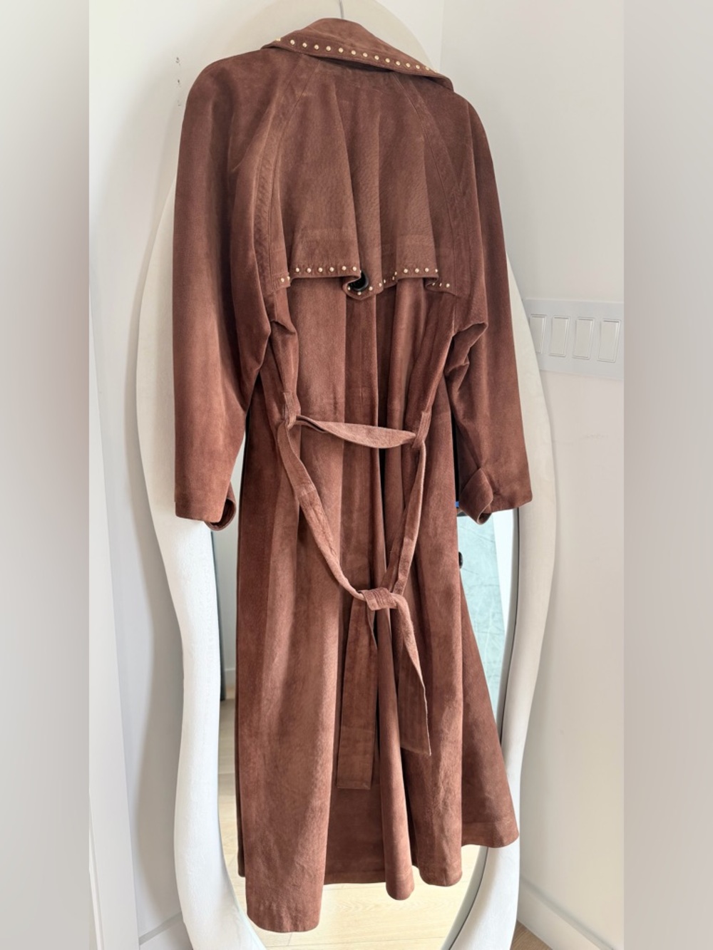Yves Saint Laurent Brown Suede Trench Coat - Picture 5 of 6